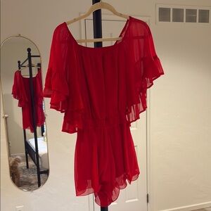 Red Ruffled Romper